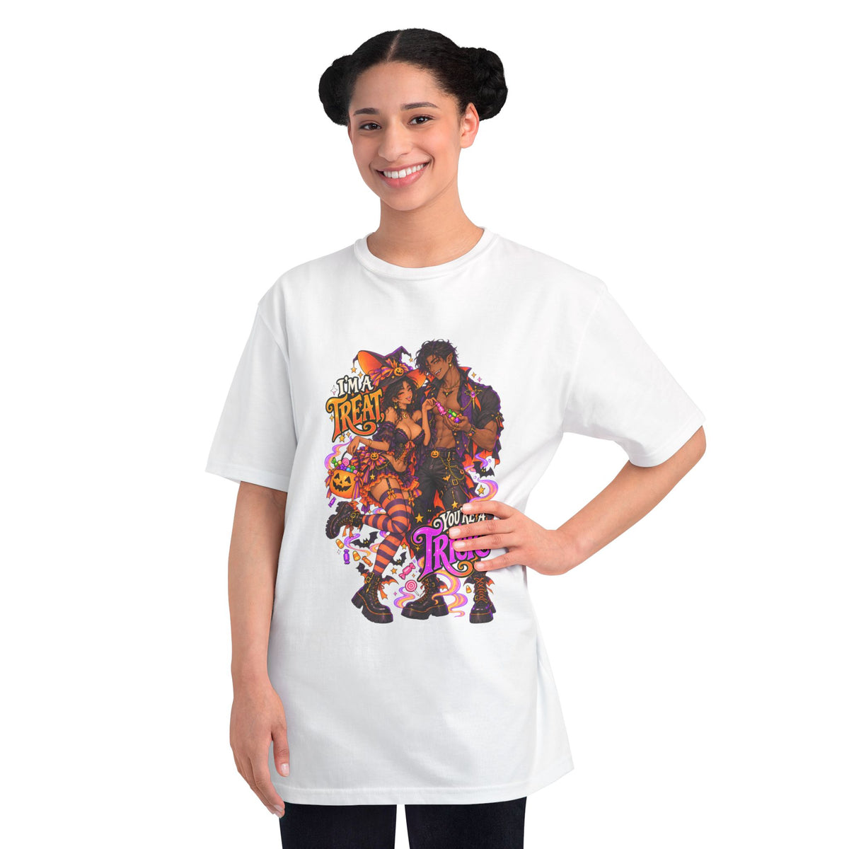 Halloween Couples Illustration T-Shirt | Trick or Treat, Spooky Candy