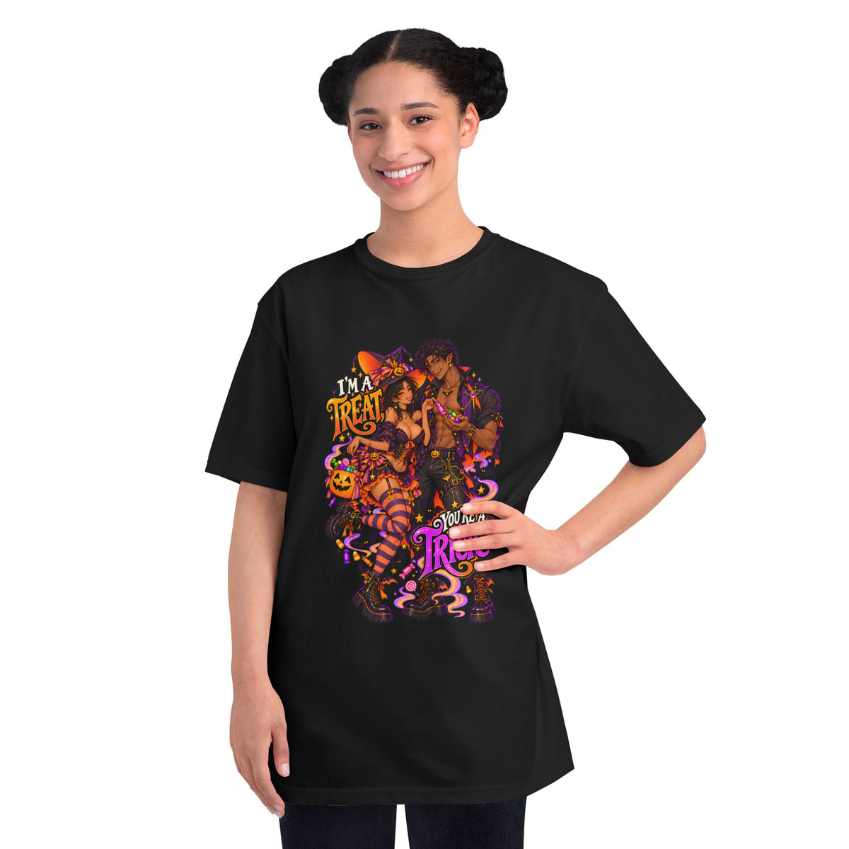 Halloween Couples Illustration T-Shirt | Trick or Treat, Spooky Candy