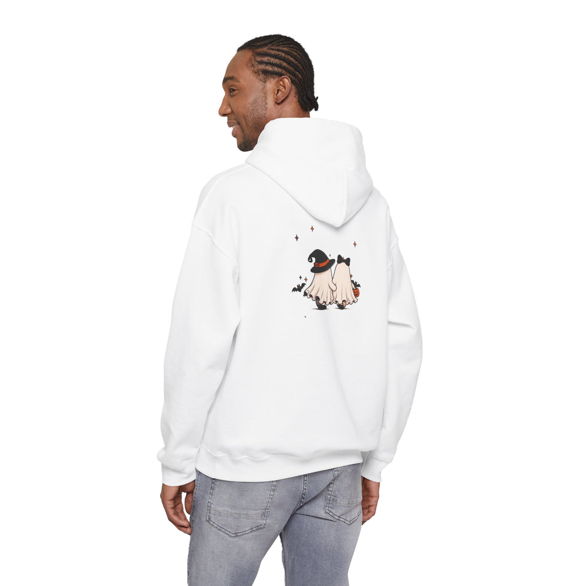 Booed Up Ghosts Hooded Sweatshirt | Cute Halloween Ghosts with Candy