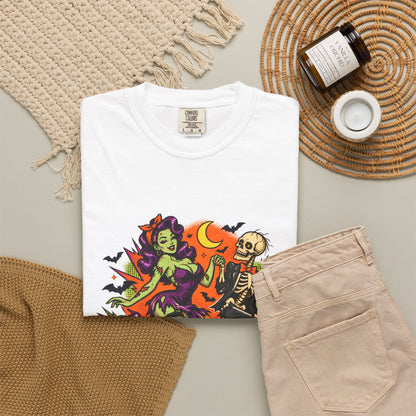 Creeping It Real graphic tee T-Shirt | Halloween skeleton pinup design
