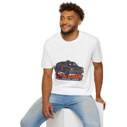 Get In Loser van summoning demons T-Shirt | humorous devil design