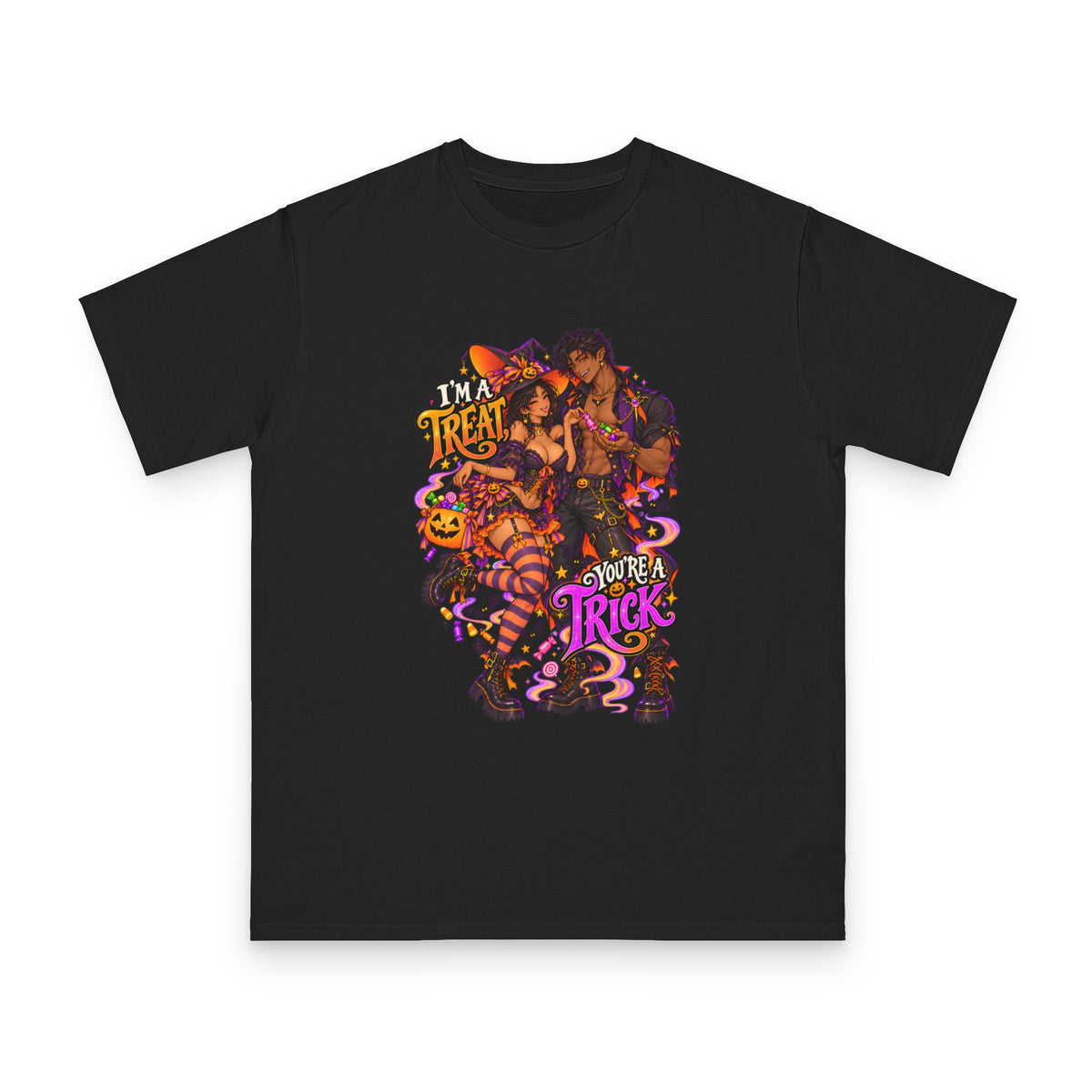 Halloween Couples Illustration T-Shirt | Trick or Treat, Spooky Candy