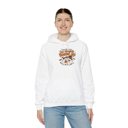 Booed Up Ghosts Hooded Sweatshirt | Cute Halloween Ghosts with Candy