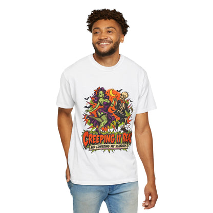 Creeping It Real graphic tee T-Shirt | Halloween skeleton pinup design