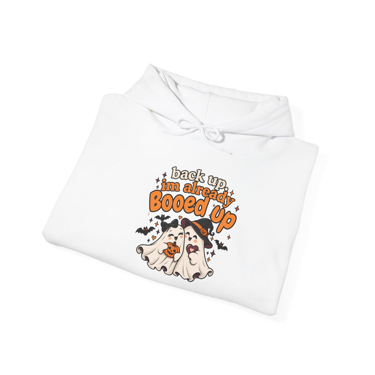 Booed Up Ghosts Hooded Sweatshirt | Cute Halloween Ghosts with Candy