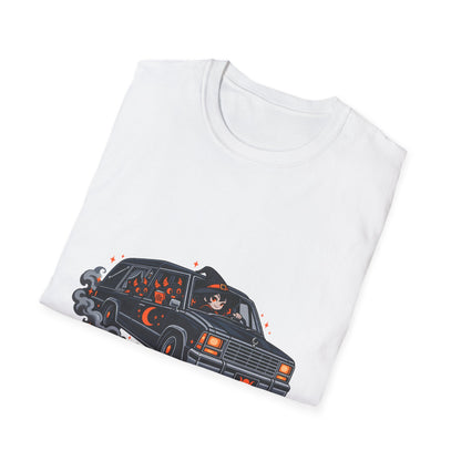 Get In Loser van summoning demons T-Shirt | humorous devil design