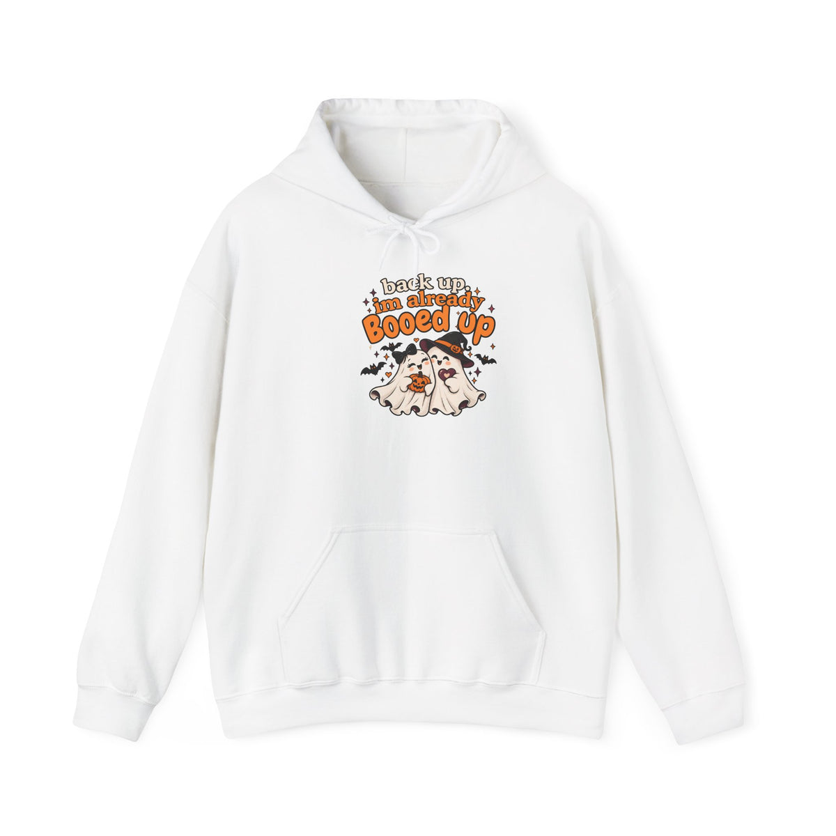 Booed Up Ghosts Hooded Sweatshirt | Cute Halloween Ghosts with Candy